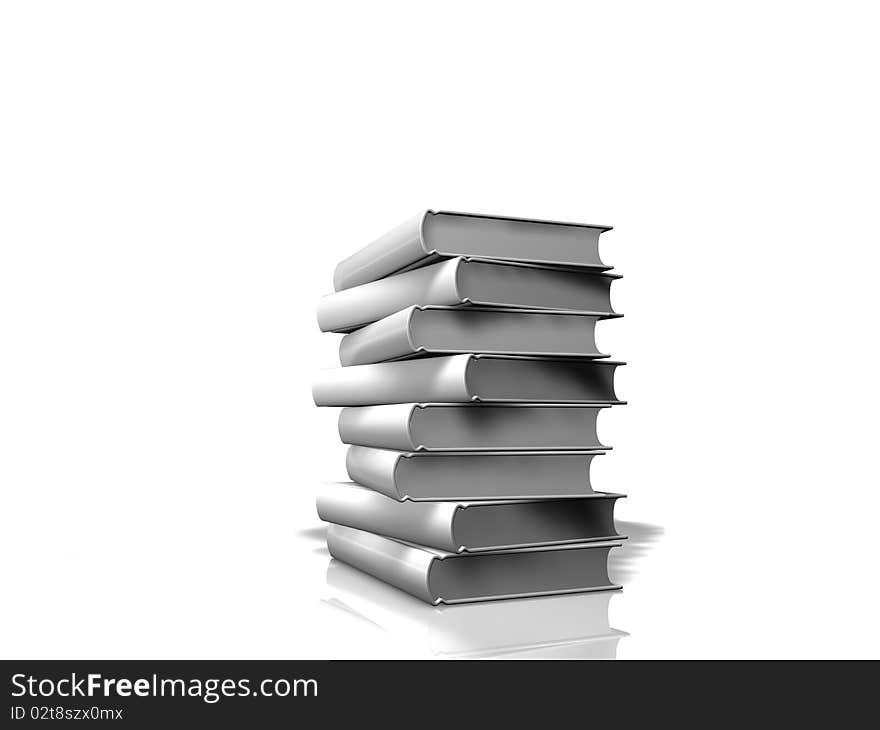 Pile of white books over white background