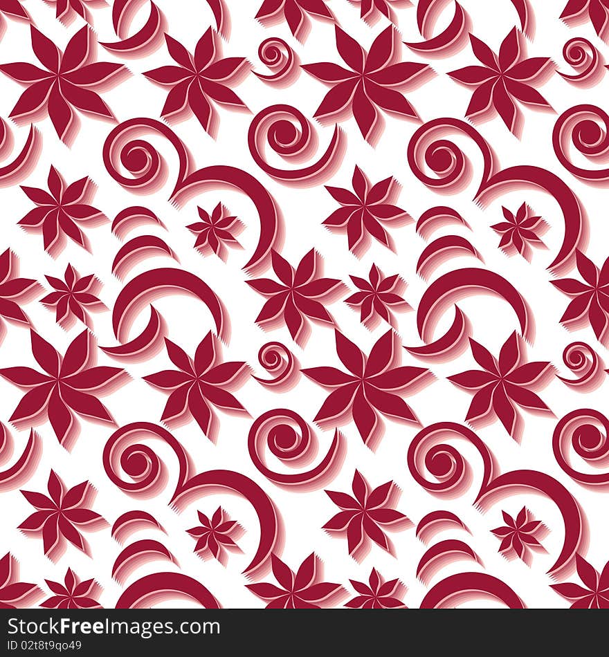 Seamless brown floral wallpaper on white. Seamless brown floral wallpaper on white