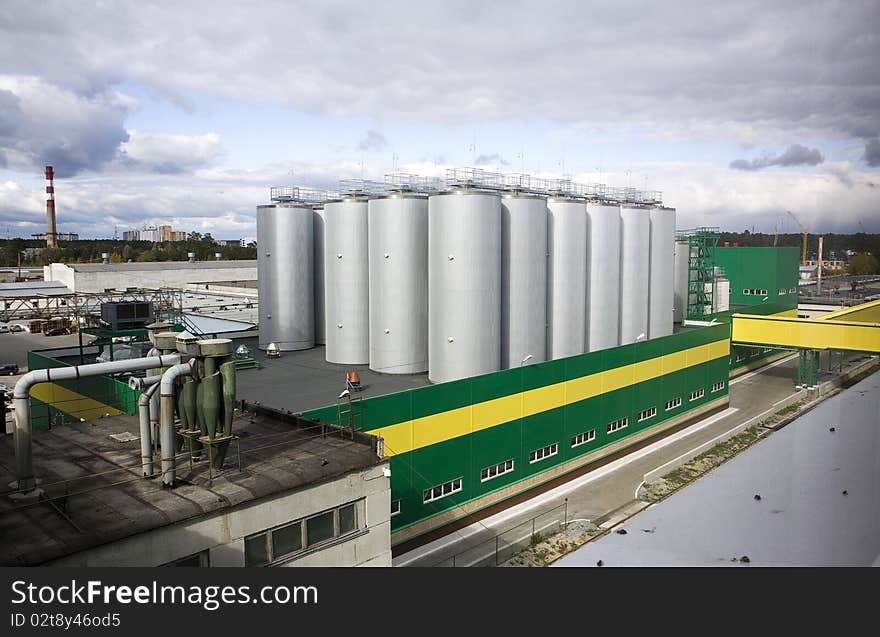 Huge fermentation tank shot overall plan. Huge fermentation tank shot overall plan