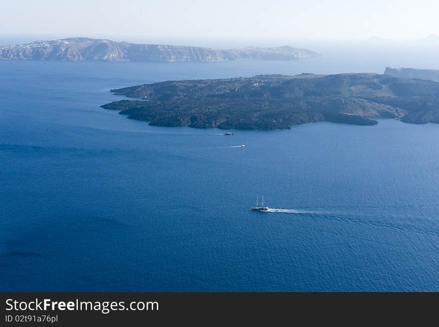 Gorgeous view of romantic Santorini's coast. Greece.