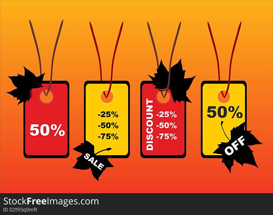 Illustration of autumn price tags