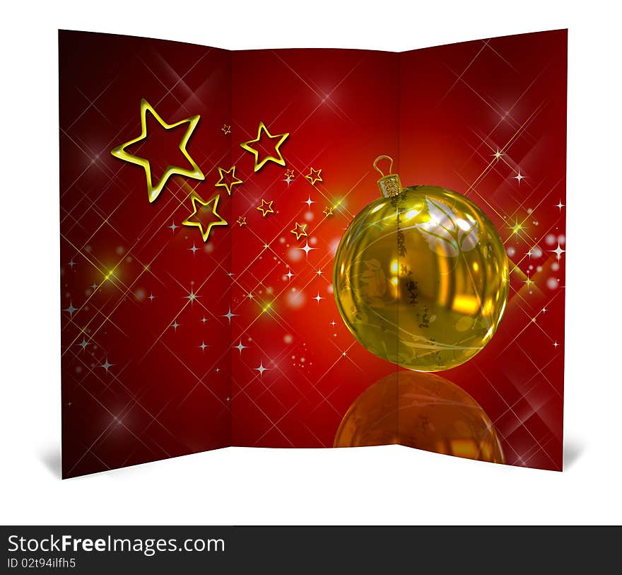 3D christmas greeting card on a white background