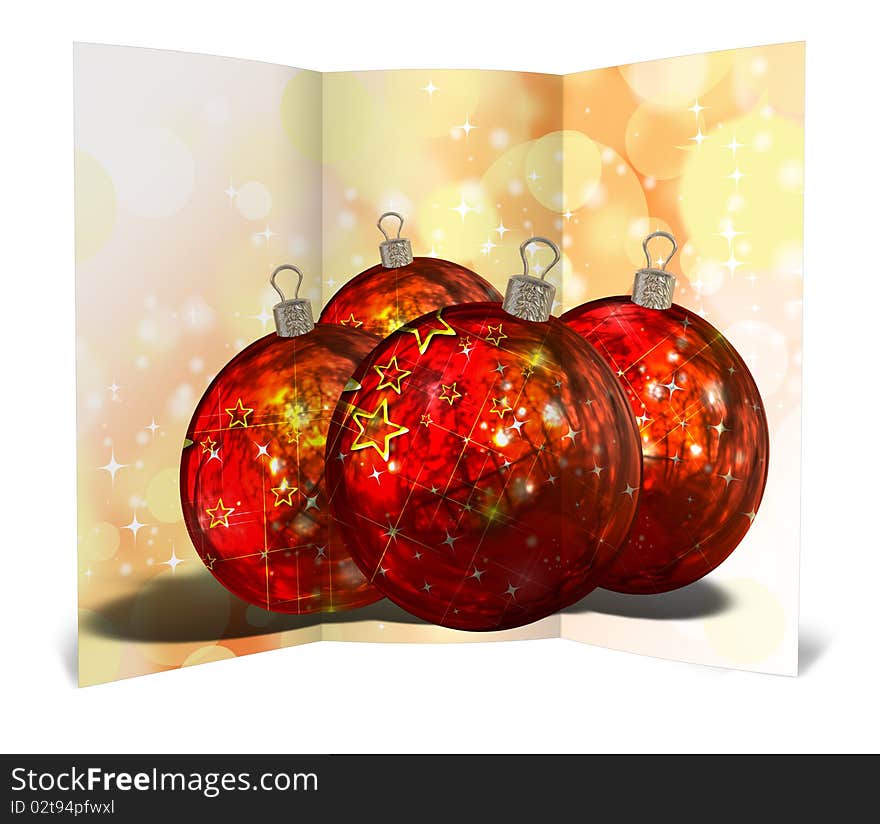 3D christmas greeting card on a white background