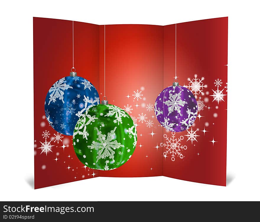 3D christmas greeting card on a white background