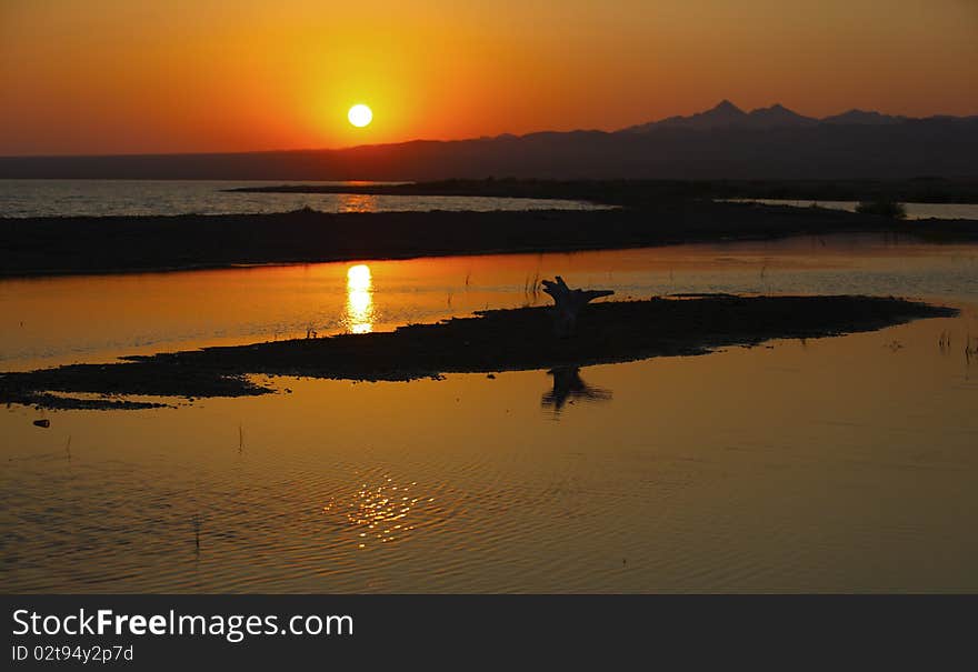 Beautiful landscape with a sunset