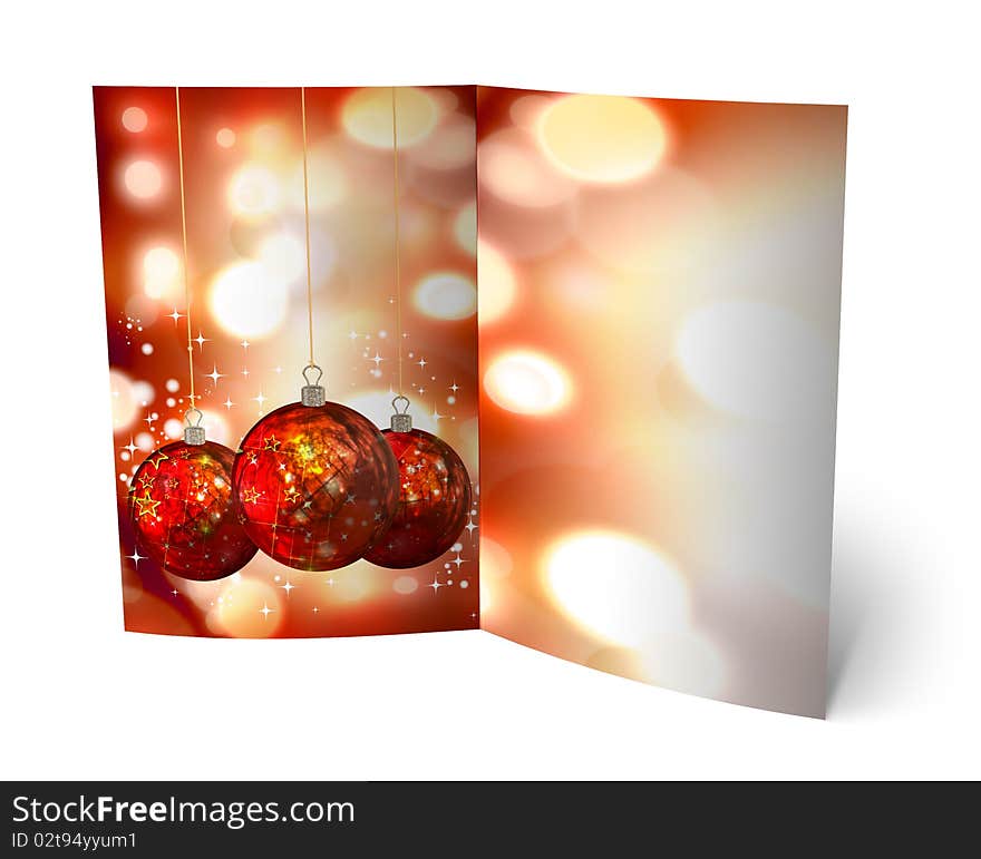 3D christmas greeting card on a white background