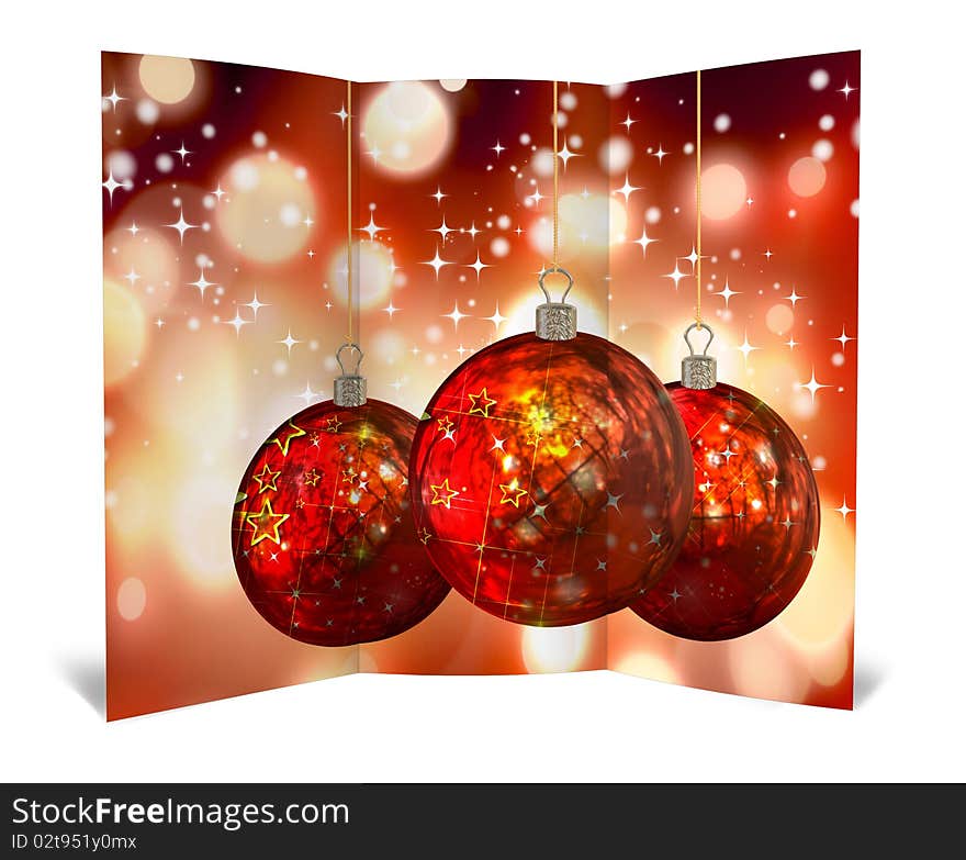 3D christmas greeting card on a white background