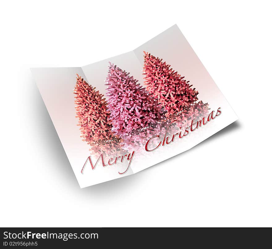 3D christmas greeting card on a white background