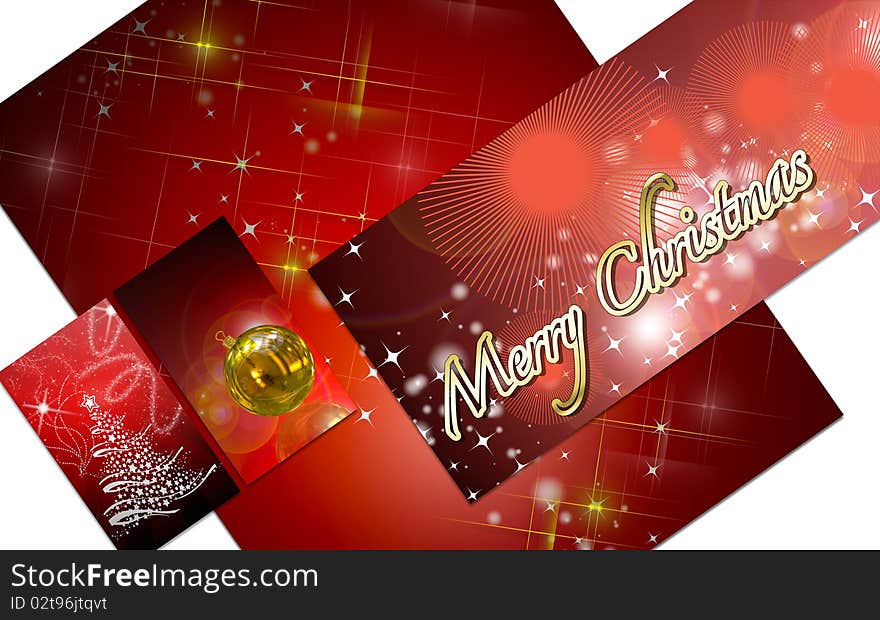 3D christmas greeting card on a white background