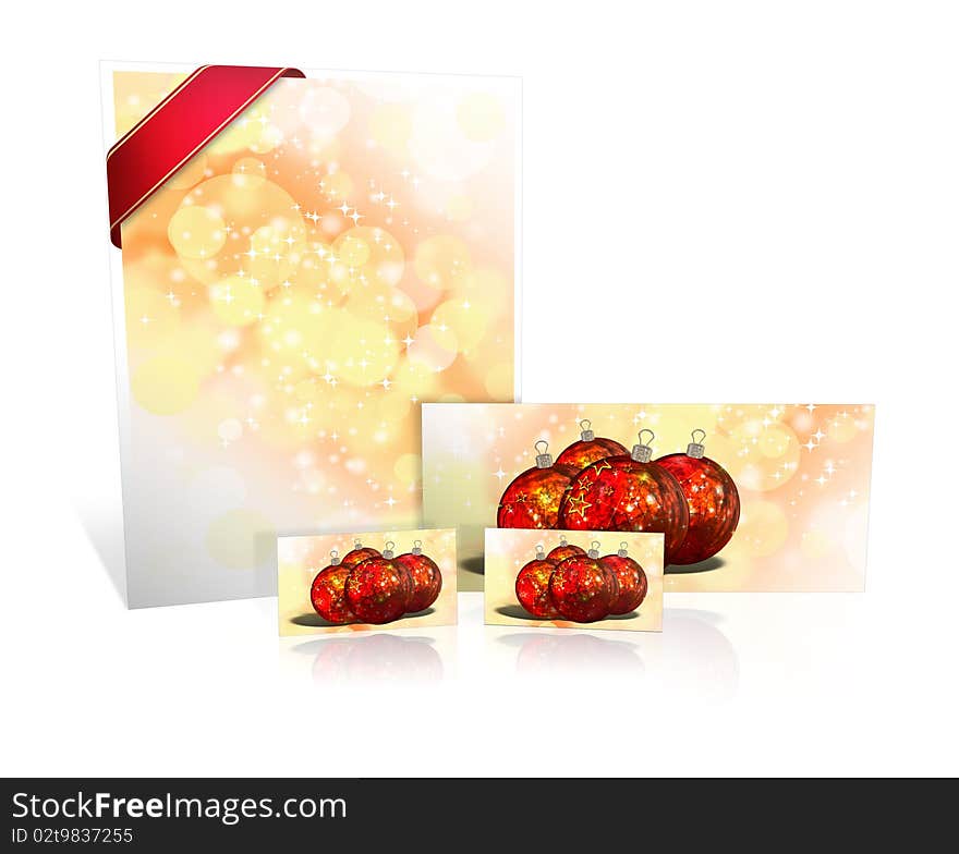 3D christmas greeting card on a white background