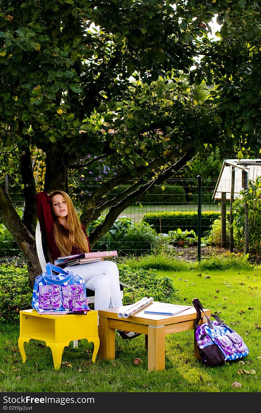 Back to school fashion showing bags, class books and accessories