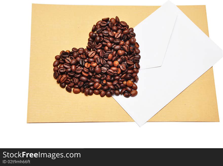 Coffee beans in the form of heart