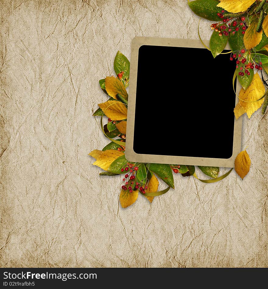 Card for the holiday with autumn leaves on the abstract background. Card for the holiday with autumn leaves on the abstract background