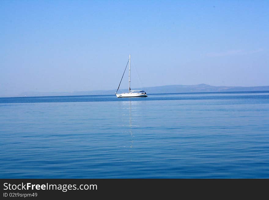 Sailboat In The Mediterranean Sea