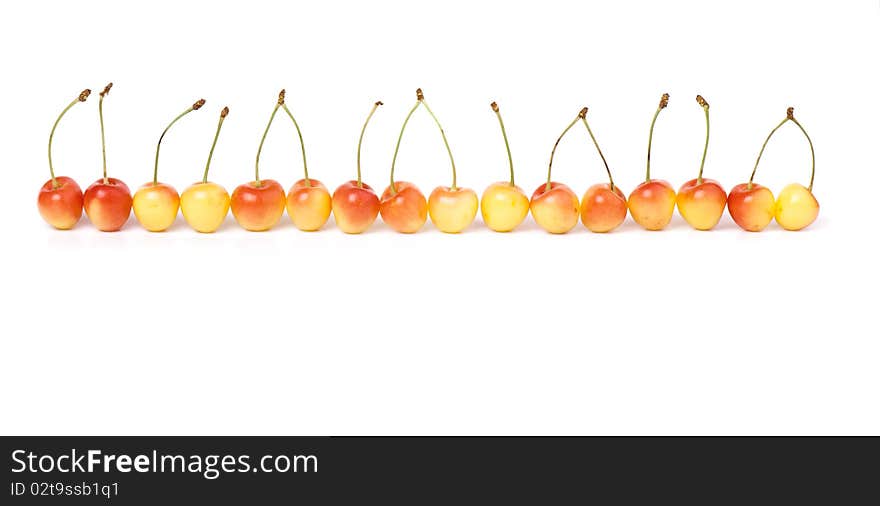 Berries ripe cherry on a white isolated background. Studio. Berries ripe cherry on a white isolated background. Studio