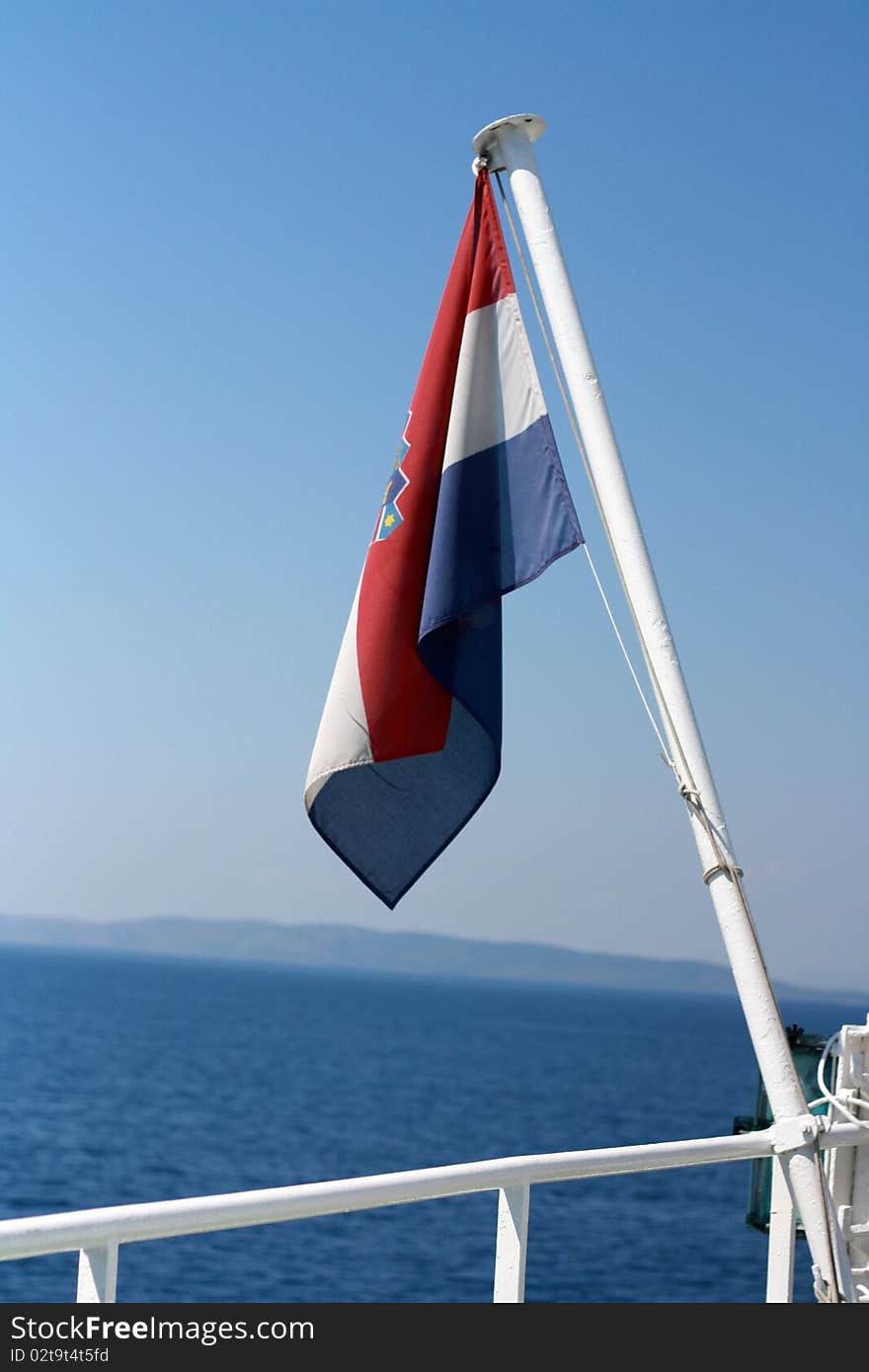 Croatian Flag On The Ferry