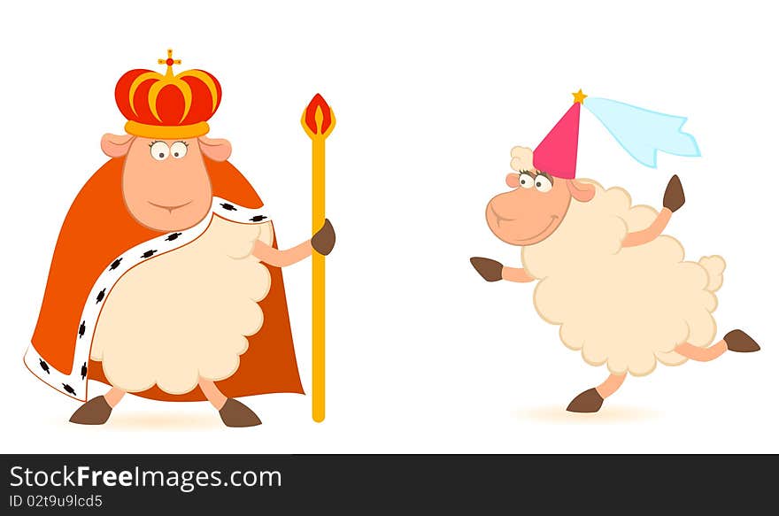 King Of Sheep In A Crown With A Princess