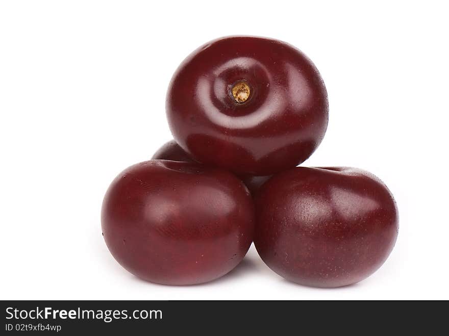 Berries ripe cherry on a white isolated background. Studio. Berries ripe cherry on a white isolated background. Studio