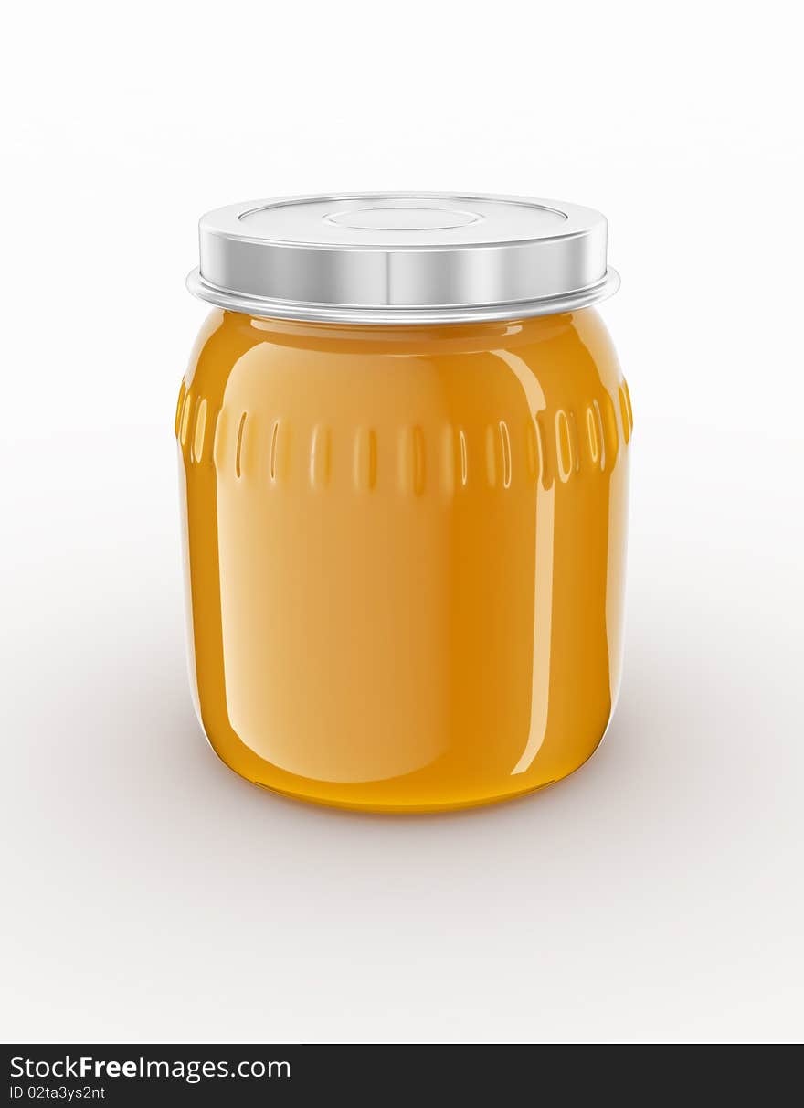 Glass jar isolated on white background. 3d render. Glass jar isolated on white background. 3d render.