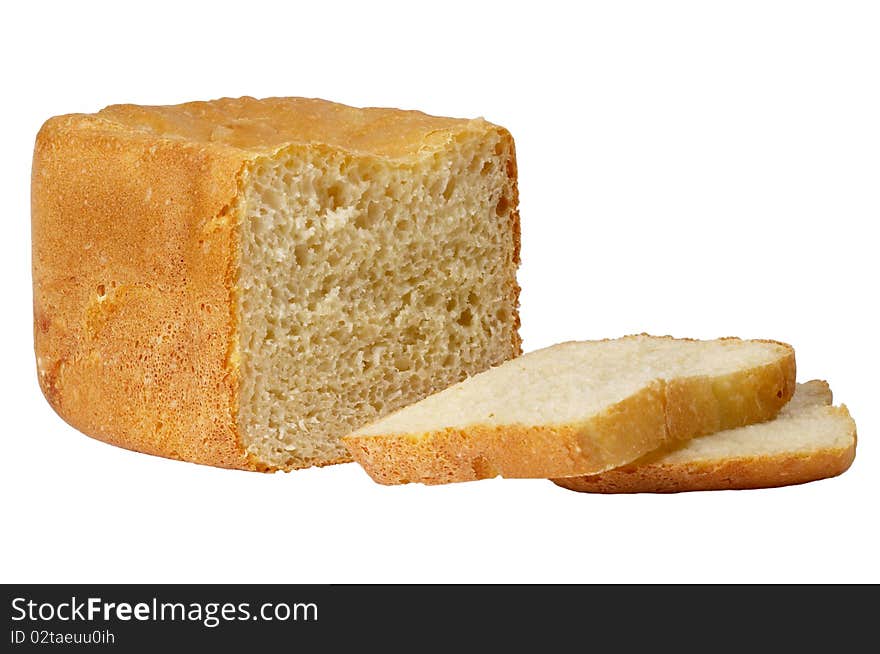 Sliced bread loaf isolated over white background