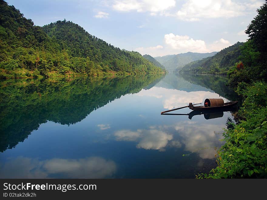 Blue sky and river