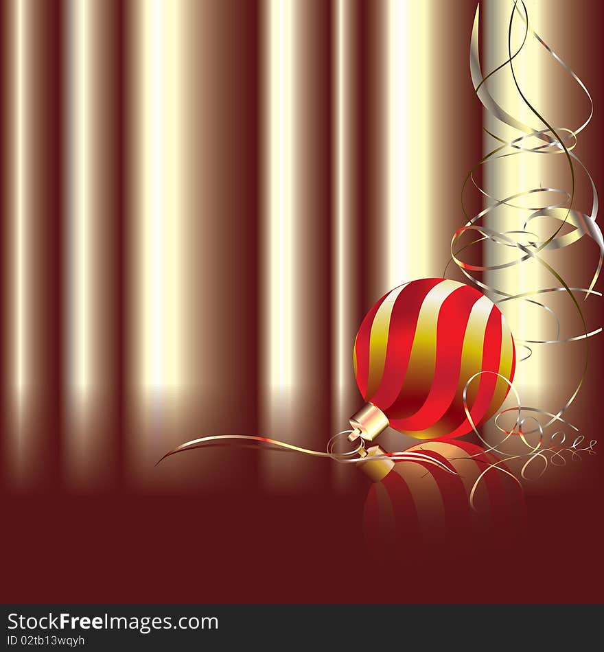 Christmas background with red ball. Christmas background with red ball