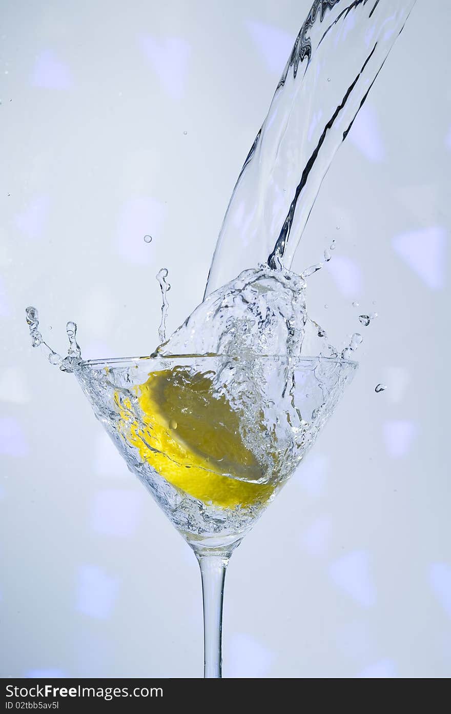 Lemon with clear fresh cocktail