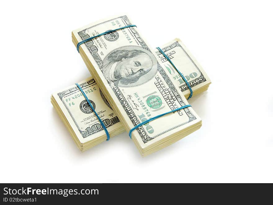 Stack of money  isolated on white background