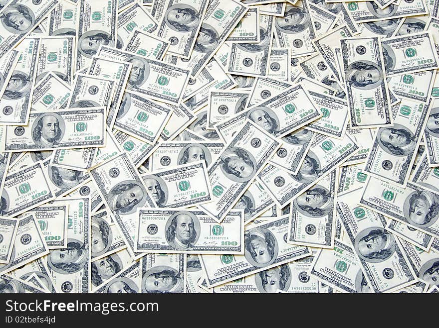 Background with money american hundred dollar bills