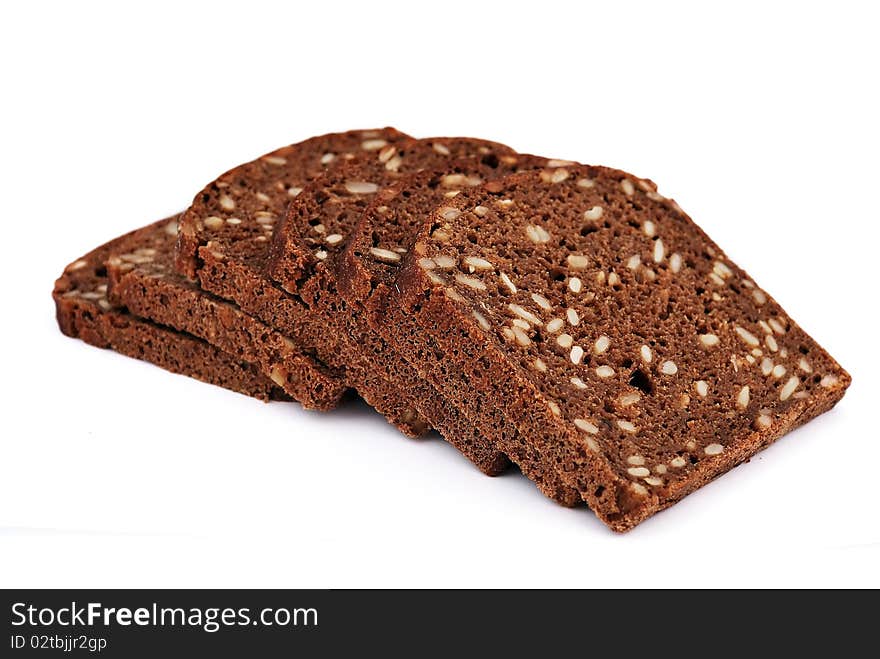 Sliced bread on a white background