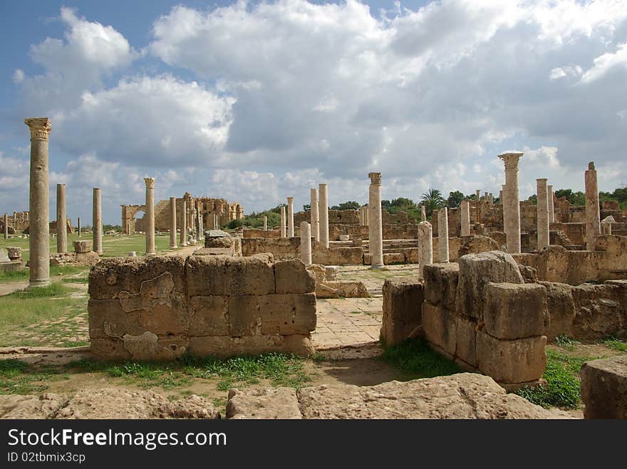 Roman ruins in Leptis Magna in Libya, North Africa. Roman ruins in Leptis Magna in Libya, North Africa