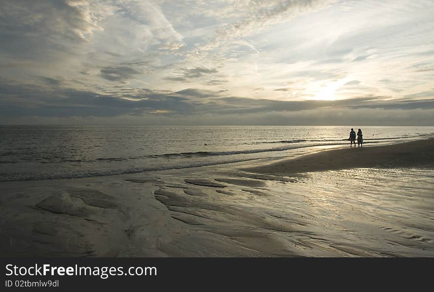 Beach Walk Happy Couple In Love Together