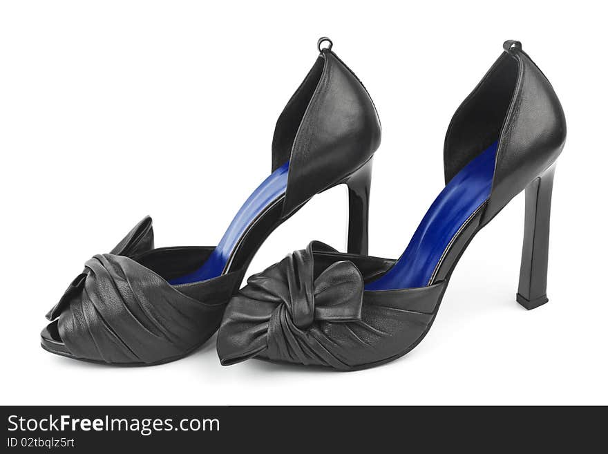 Black woman shoes isolated on white background