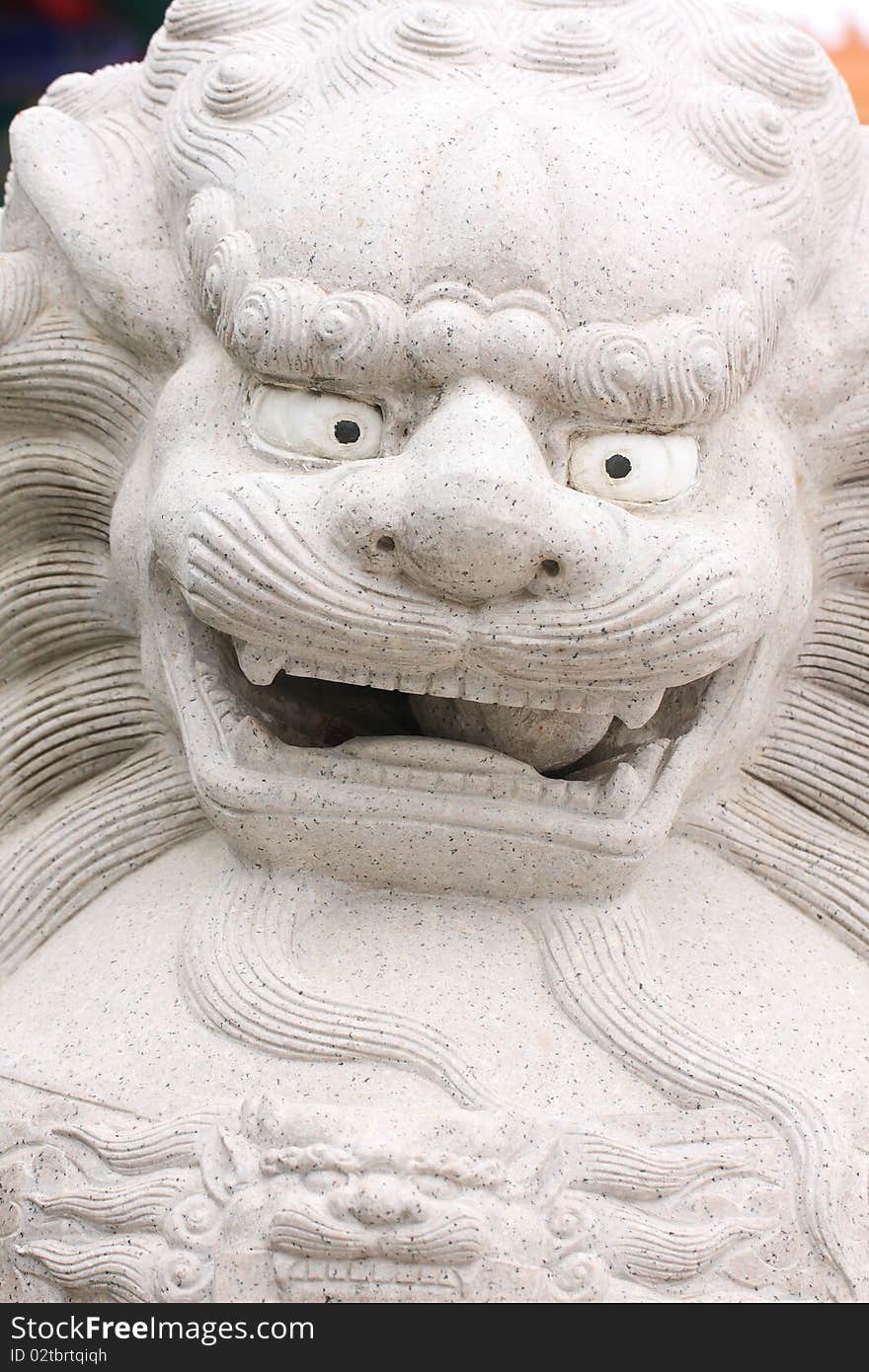 Lion statue from granite rock in chinese style