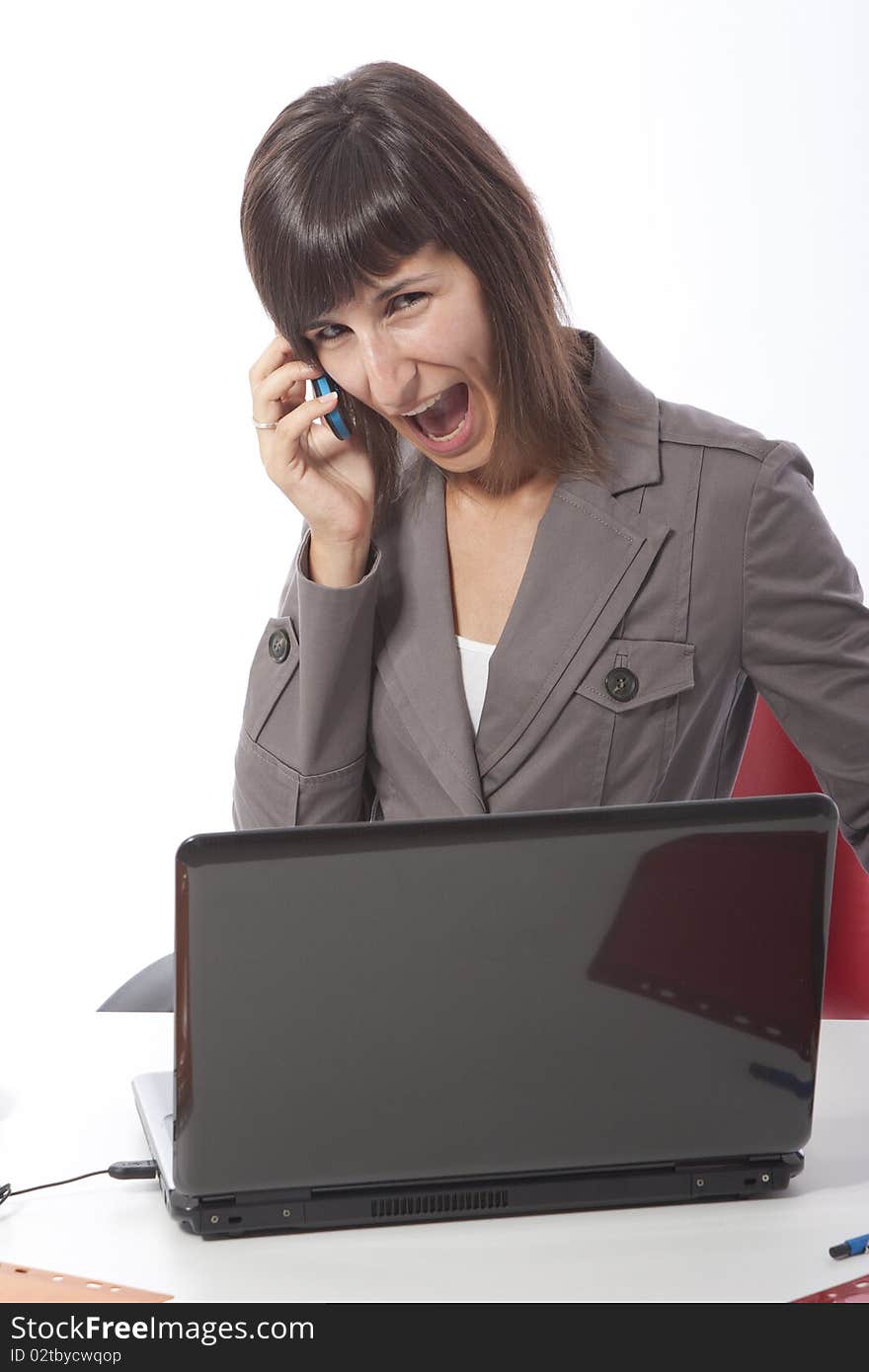 Business woman talking on the phone.