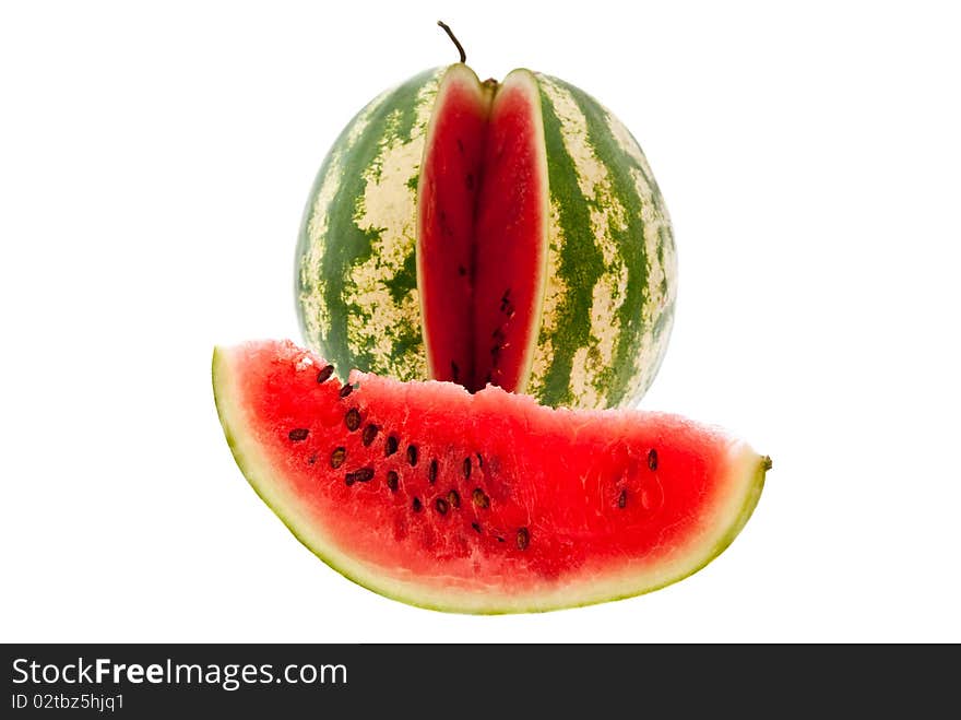 Slice of watermelon isolated on white background