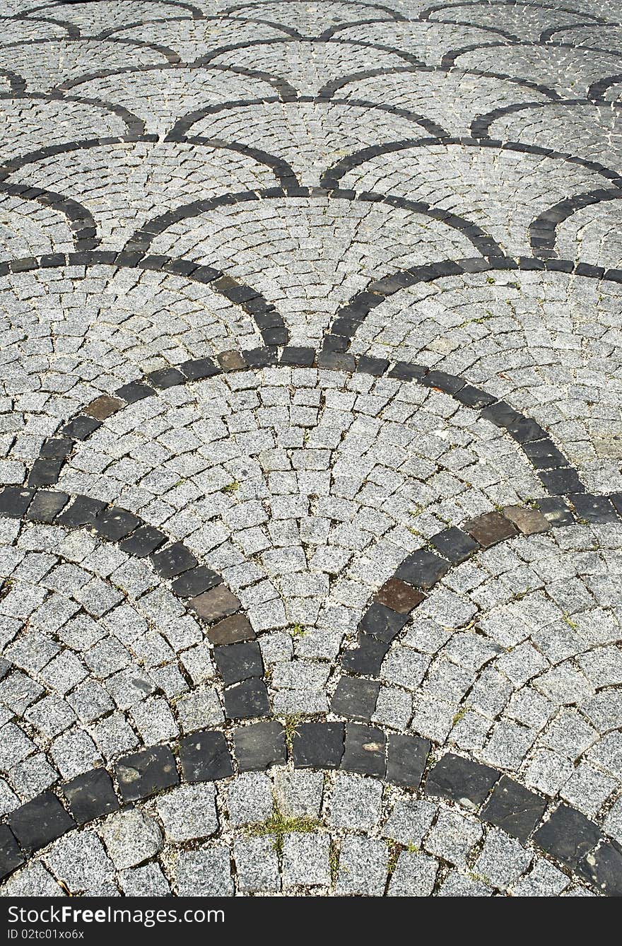 Ornamental basalt road surface in the city. Ornamental basalt road surface in the city