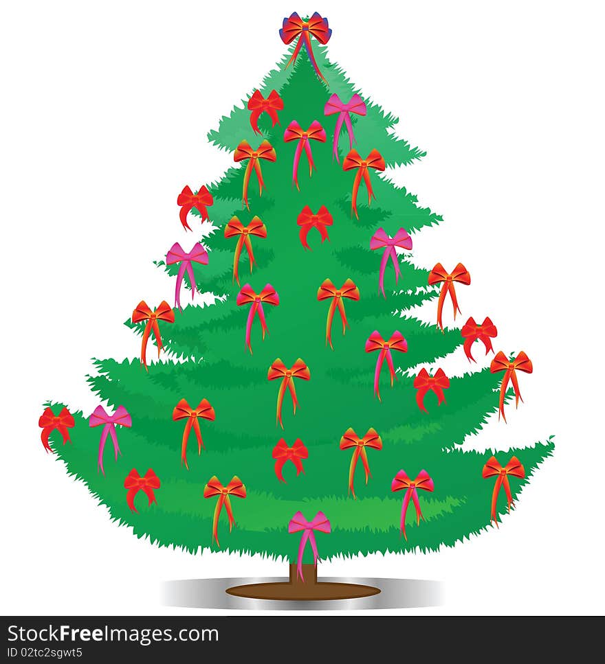 New Year tree on a white background. Vector illustration