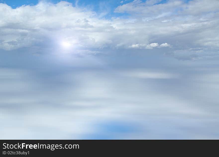 Clouds with sun reflation in the water. Clouds with sun reflation in the water.