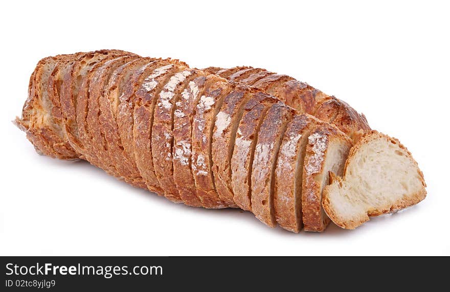 Sliced bread on white background