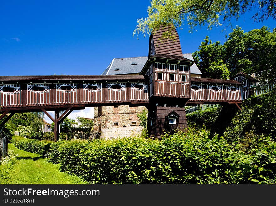 Covered wooden bridge