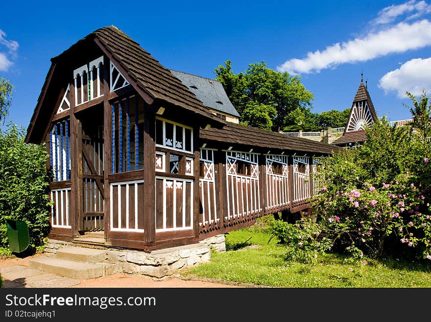 Covered wooden bridge