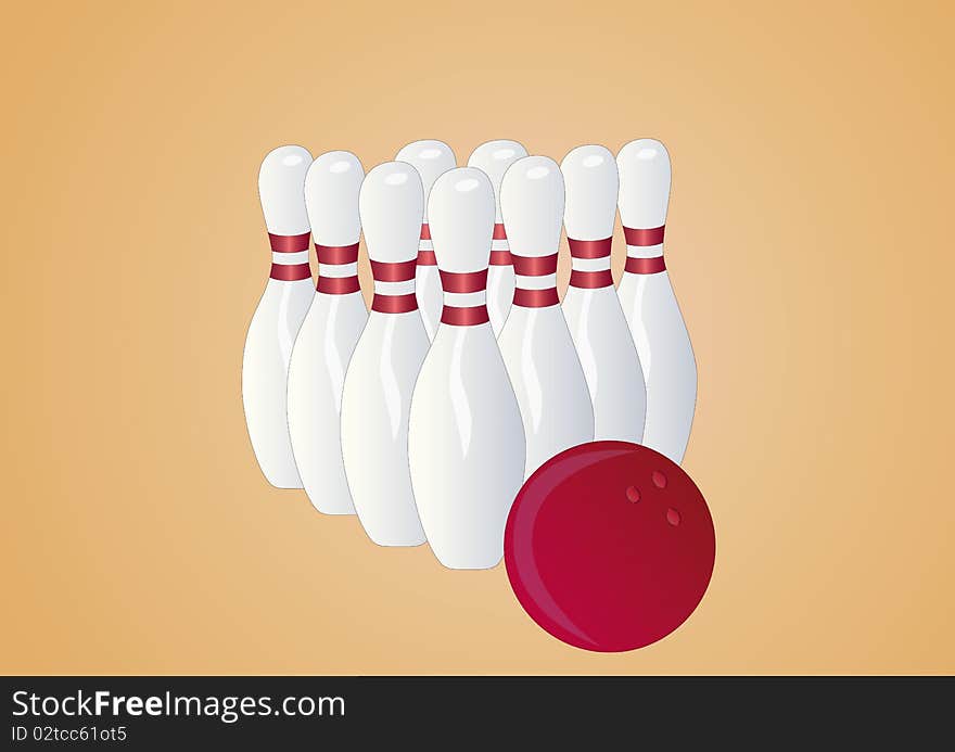 Bowling pins and ball