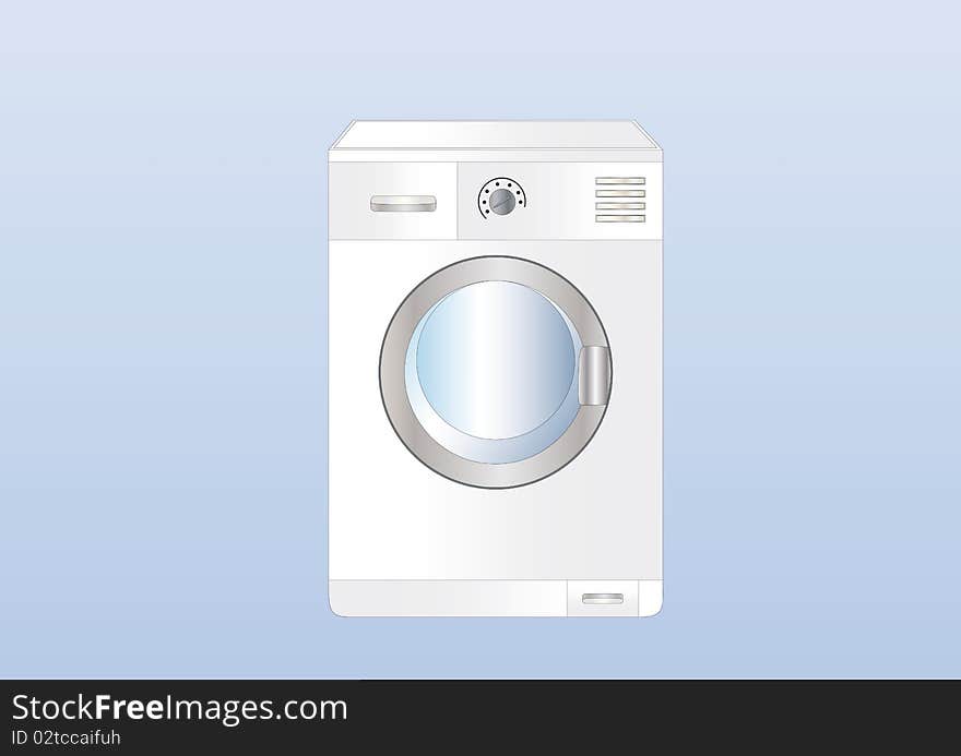 Modern washing machine on light blue background