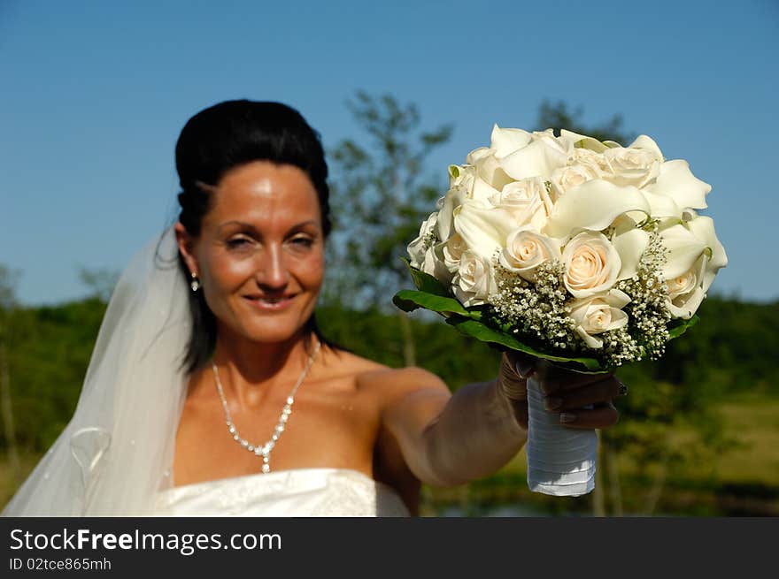 Bride with flower bouquet