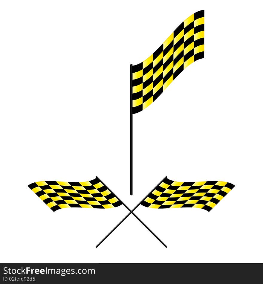 Yellow and black checked racing flags