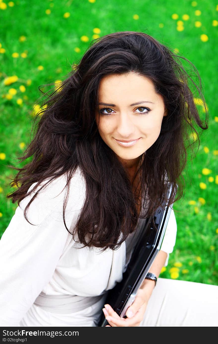 Beautiful and attractive woman in  park