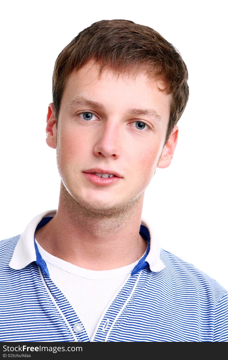 Young and attractive boy on white background