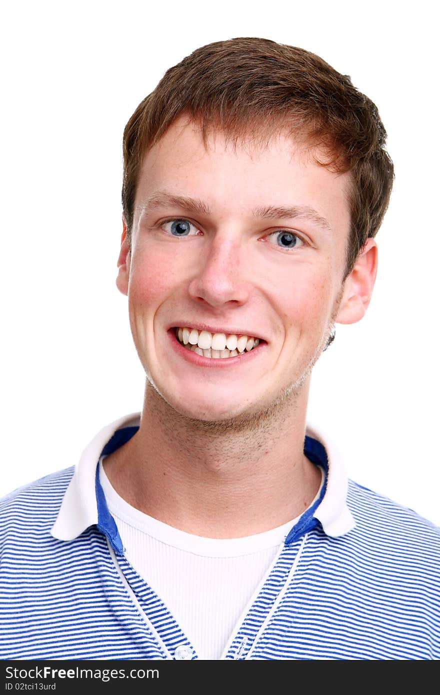 Young and attractive boy on white background