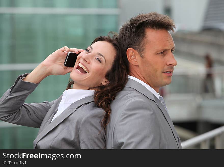 Business team with mobile phone. Business team with mobile phone